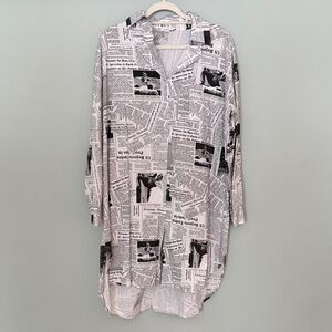 KATE HEWKO NEWSPRINT BUTTON UP LAYERING PIECE